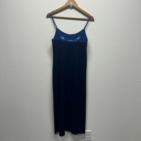 Vintage California Miss Blue Crushed Velvet‎ Sleeveless Midi Dress Size Small - Picture 5 of 13